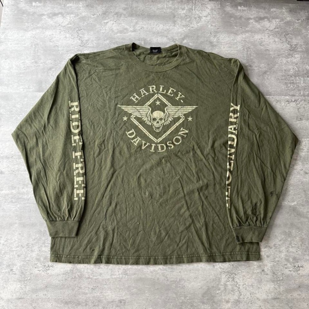Y2K Vintage 2000s Relaxed Fit Harley Davidson Biker Graphic Long Sleeve Tee